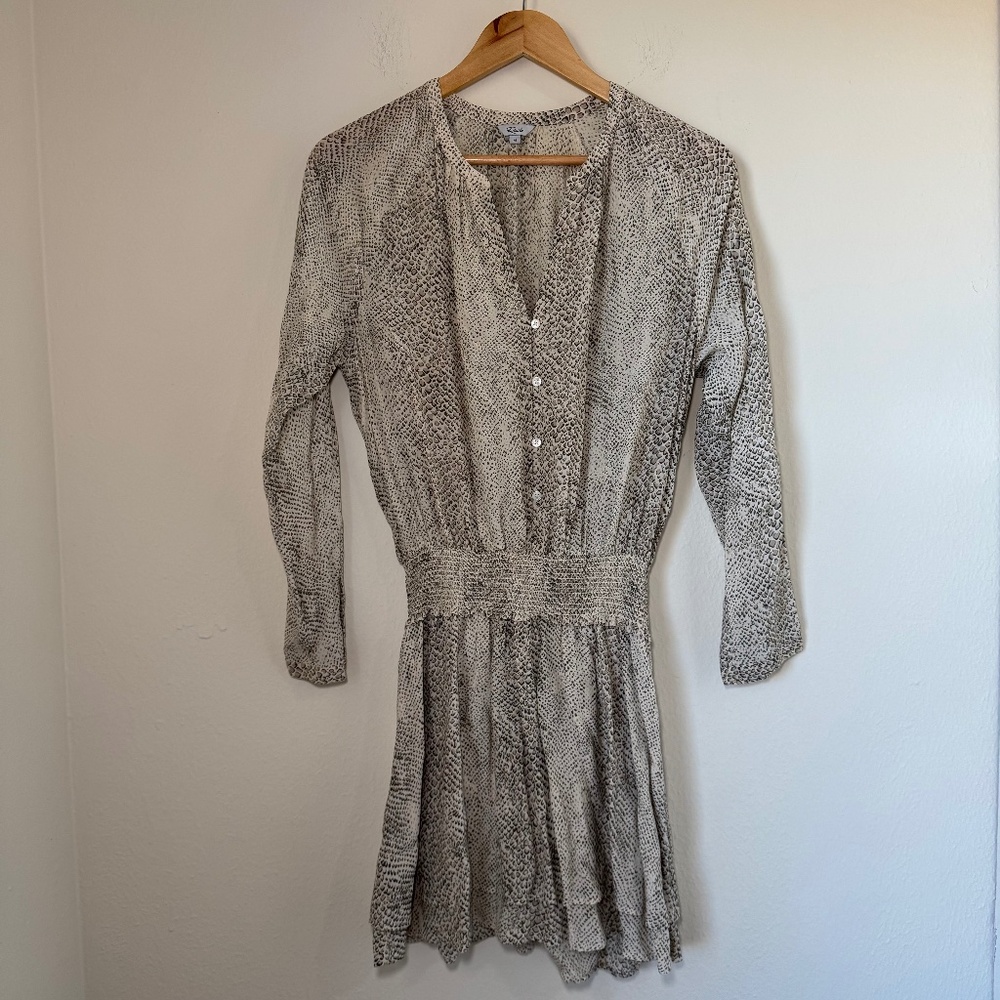 Rails Dress Women's MD Beige Brown Snake Skin Print Mini Contemporary Smocked